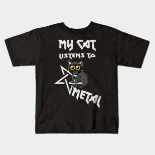 Vintage style - My cat listens to Metal Kids T-Shirt